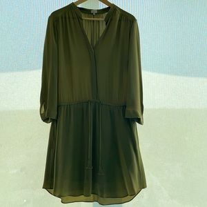 Olive green silk dress